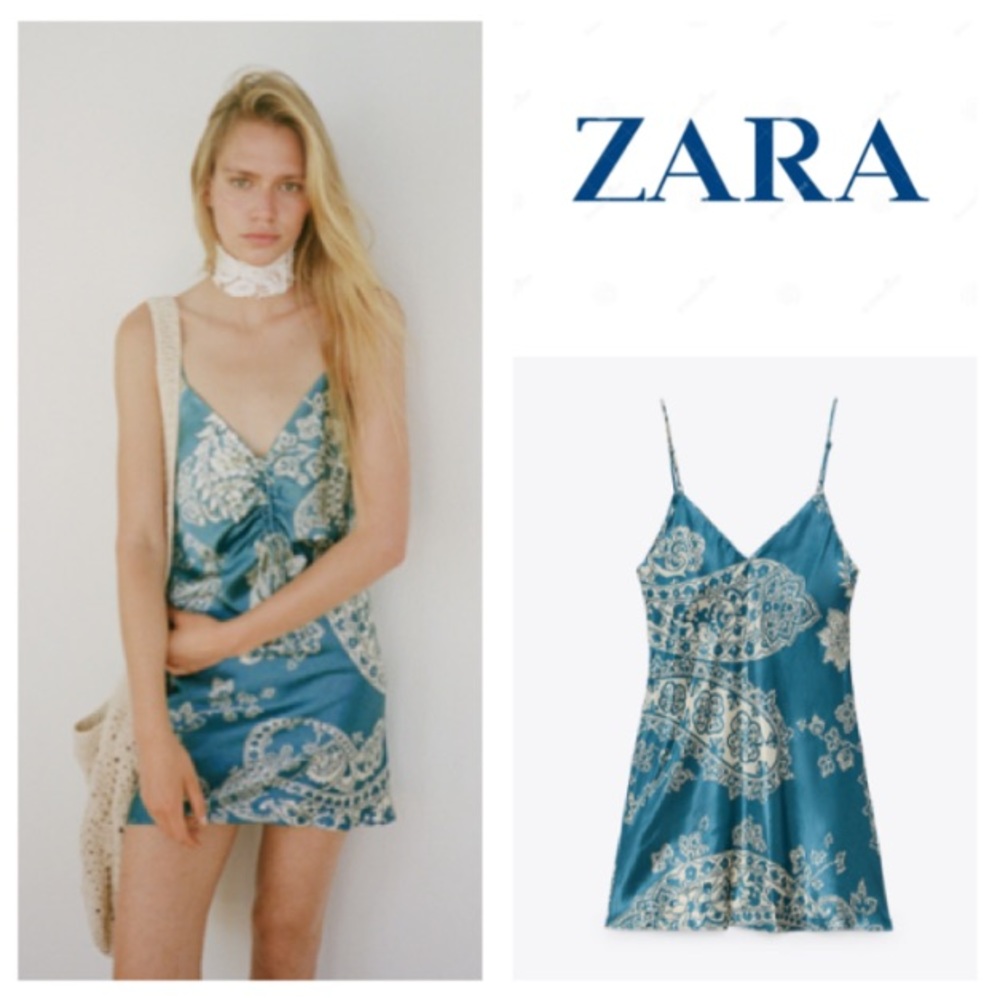 NEW! Zara Effect mini satin printed dress - Picture 8 of 8
